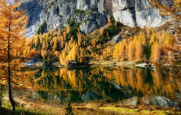 Горы, Осень, Озеро, Италия, Пейзаж