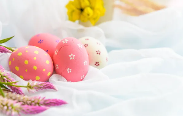 Картинка цветы, яйца, Пасха, happy, flowers, eggs, easter, decoration