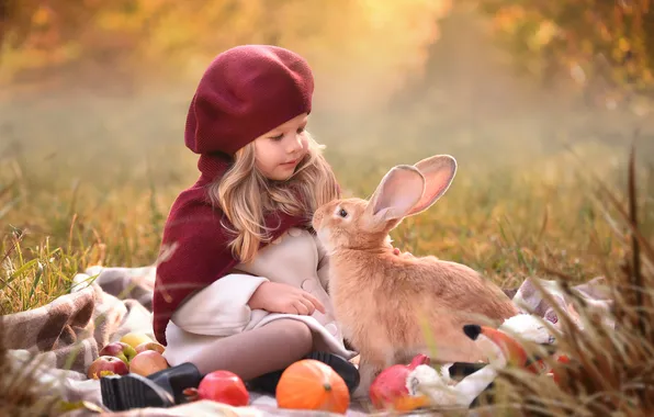 Картинка кролик, девочка, Виктория Андреева