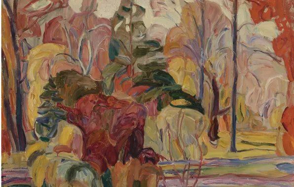 Abraham Manievich, FALL SCENE oil on canvas laid, down on board