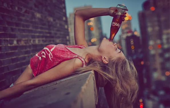Девушка, Волосы, Газировка, Кока-Кола, Coca Cola, Relaxation, Расслабление, Taste the feeling