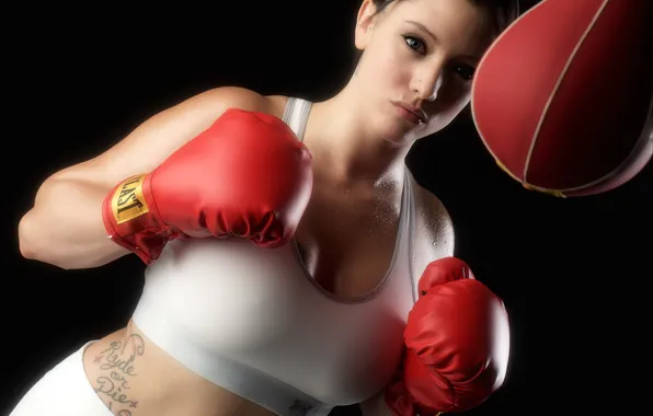 Картинка девушка, бокс, тренировка
