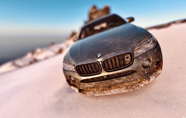 HDR, BMW, Sky, Winter, X6M, Mountain, Snow, Game