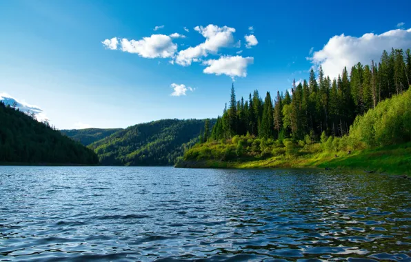Nature, Clouds, Sky, Wood, Water, Sea, Trees, Alexander Awerin