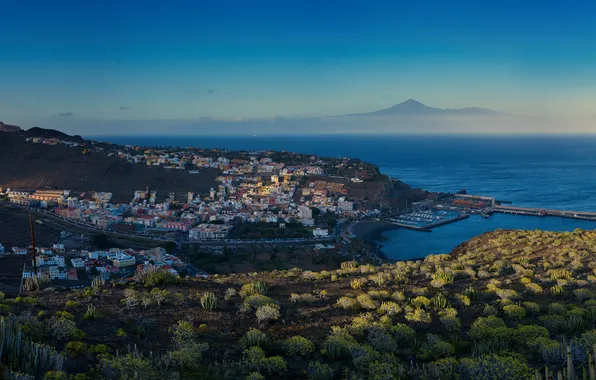 Ocean, Spain, town, Canary Islands, marina, La Gomera, San Sebastián de La Gomera