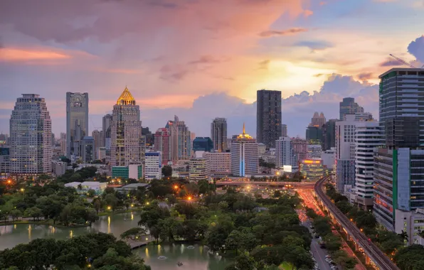 Картинка город, здания, панорама, Таиланд, Бангкок, Thailand, небоскрёбы, Bangkok