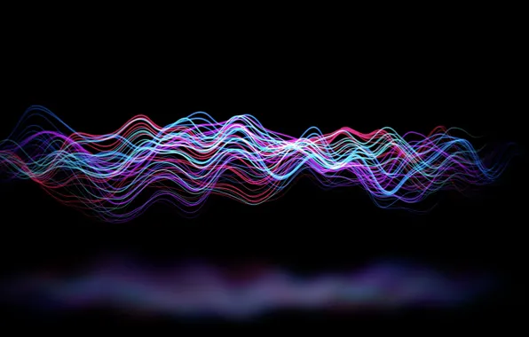 Абстракция, волна, черный фон, сплетение, abstraction, wave, black background, plexus