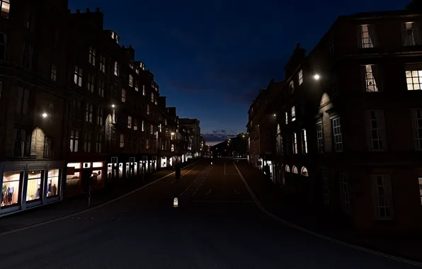 HDR, Clouds, Sky, Stars, Lights, Night, Street, Scotland