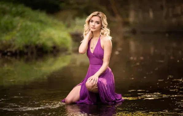 Картинка girl, river, dress, nature, model