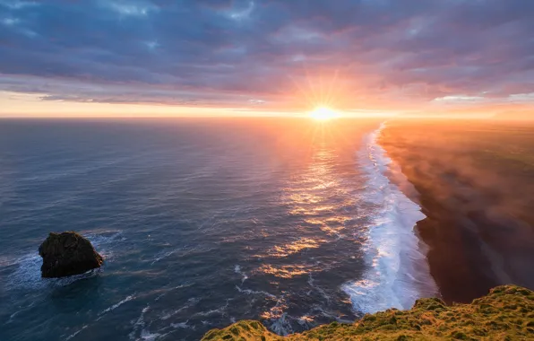 Картинка море, пляж, солнце, берег, Исландия