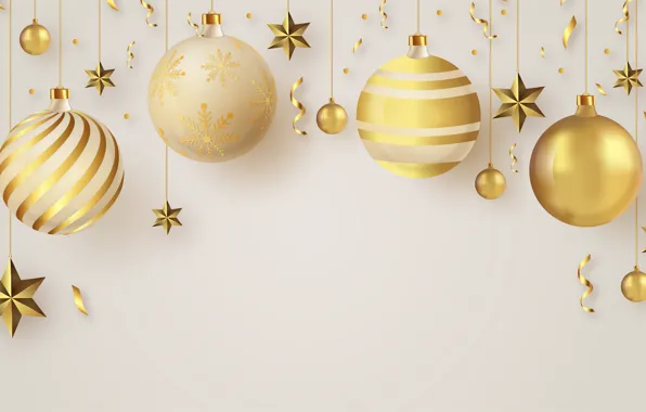 Картинка шарики, фон, шары, Рождество, Новый год, звёздочки