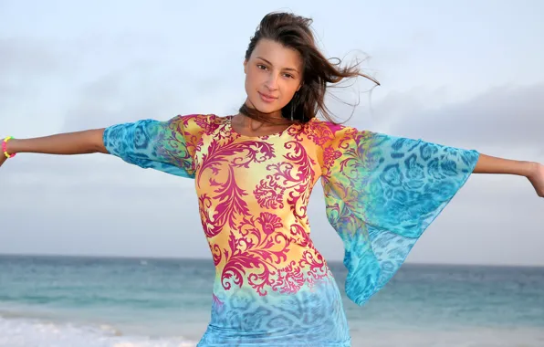 Картинка море, взгляд, тучи, природа, модель, Maria Ryabushkina