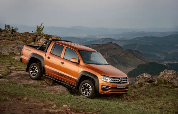 Картинка камни, обрыв, Volkswagen, пикап, Amarok, Canyon, 2019