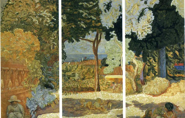 Картинка 1911, Средиземное море, Наби интимизм, Pierre Bonnard, Панно из трех частей
