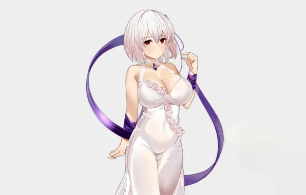 Girl, sexy, cleavage, dress, boobs, anime, beautiful, red eyes