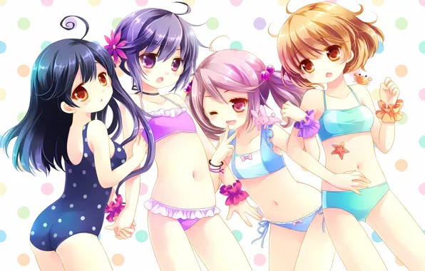 Pink hair, long hair, girls, anime, beautiful, red eyes, short hair, purple eyes