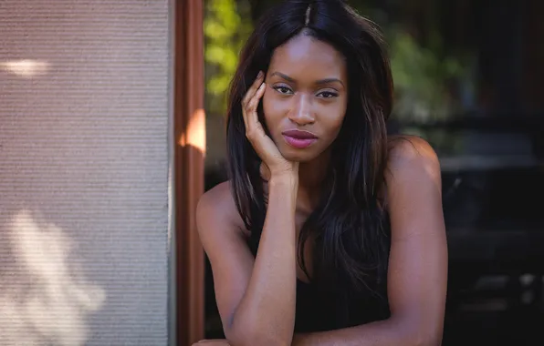 Взгляд, девушка, лицо, фон, волосы, мулатка