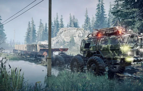 HDR, Water, Truck, Game, Trailer, Trees, Offroad, Mud
