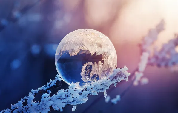 Картинка зима, снег, узор, шар, мороз