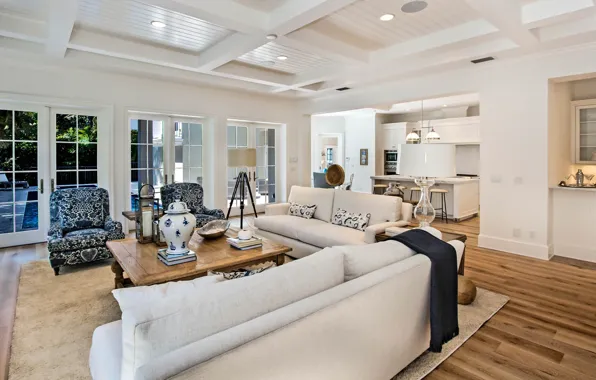 Вилла, интерьер, кухня, гостиная, Florida, Old Naples House, by Susan Petril interior, Foresite home