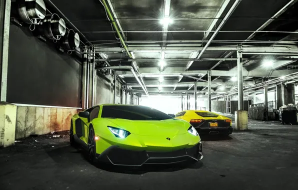 Картинка Lamborghini, Green, Yellow, Aventador, LP720-4, 50 Anniversario Edition