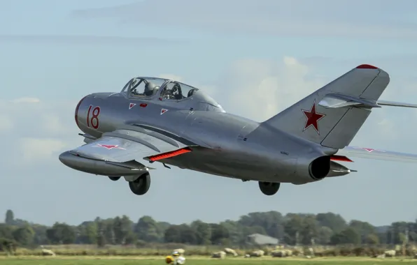 Картинка полет, истребитель, советский, МиГ-15