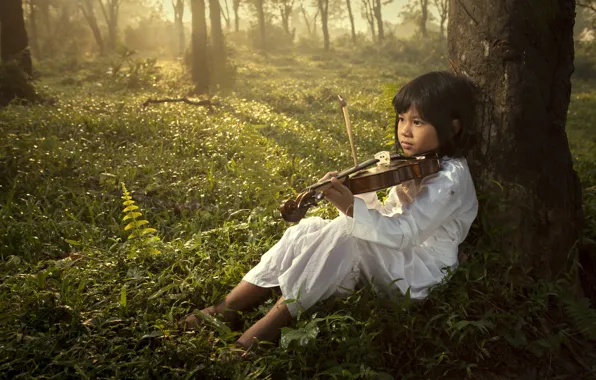 Музыка, child, violin