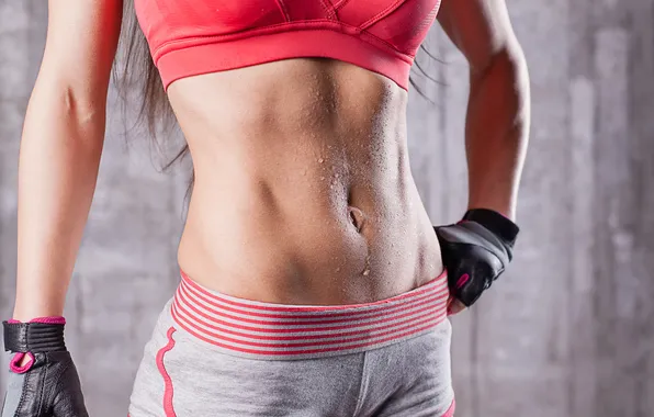 Sexy, fitness model, abs, perspiration, sportswear