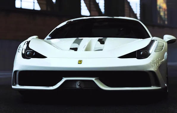 Белый, парковка, Ferrari, Ferrari 458 Italia, Italia