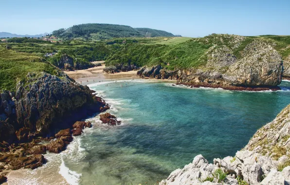Море, пейзаж, природа, фото, побережье, бухта, Испания, Cantabrian
