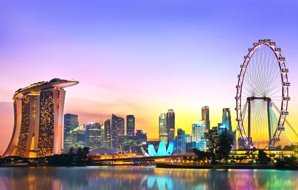 Небоскребы, аттракцион, Сингапур, отель, мегаполис, Singapore, Marina Bay Sands