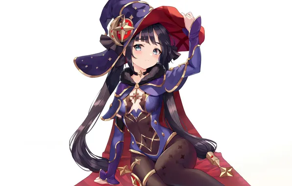 Girl, sexy, cleavage, long hair, legs, hat, boobs, anime