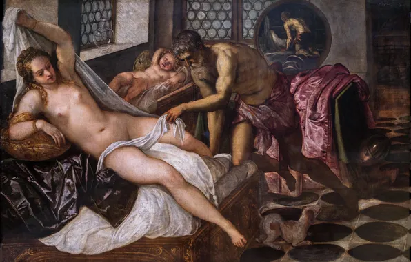 Картина, Ребенок, мужчина, Женщина, Тинторетто, Tintoretto, Итальянский художник, Jacopo Tintoretto