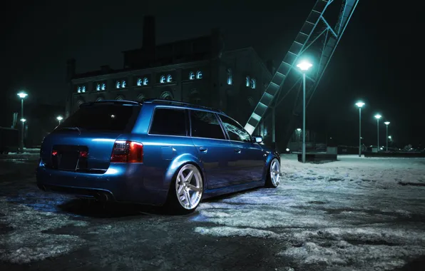Audi, Blue, Stance, Avant, Rear, Audi S6