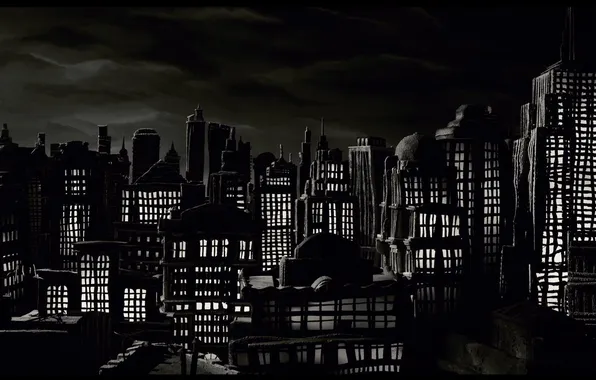 Картинка мультфильм, ночной город, пластилиновый, мэри и макс
