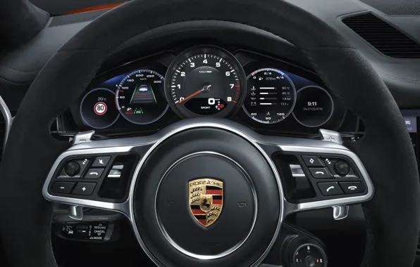 Porsche, спидометр, руль, Coupe, Turbo, Cayenne, приборная панель, 2019