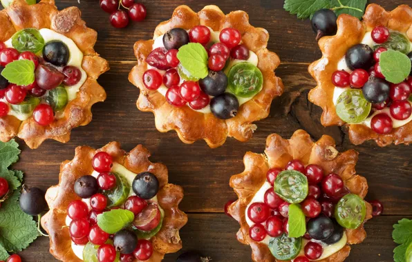 Картинка ягоды, черника, пирожное, крем, десерт, сладкое, красная смородина