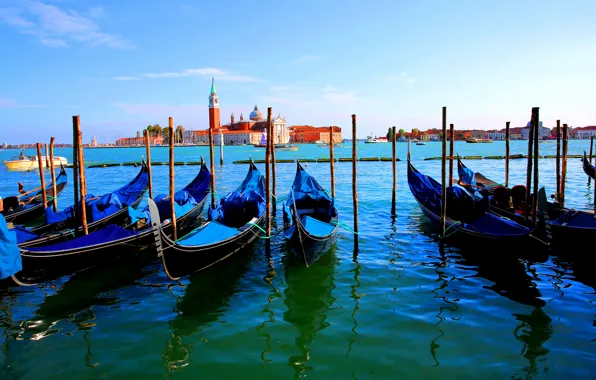 Лодка, Италия, Венеция, канал, гондола