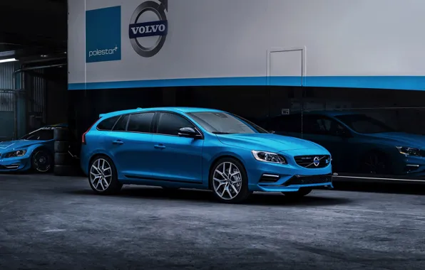 Volvo, Голубой, Вольво, V60, Универсал, Polestar