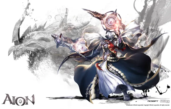Картинка дракон, посох, ncsoft, Aion 3.5