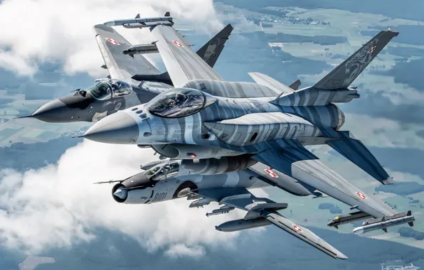 Облака, Истребитель, F-16, Миг-29, Истребитель-бомбардировщик, Пилот, F-16 Fighting Falcon, Кокпит