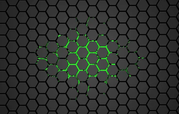 Сетка, grid, hexagon, шестиугольник, green light, зеленый свет, гексагон