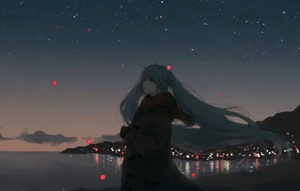 City, dream, miku, anime girl, boke