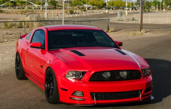 Картинка mustang, red, wheels, ford, black