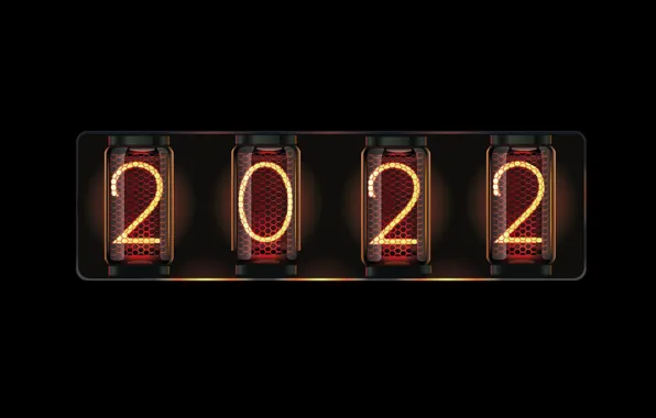 Фон, цифры, Новый год, 2022, Gas-discharge lamp