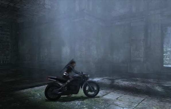 Девушка, мотоцикл, скриншот, Tomb Raider