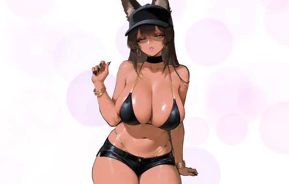 Girl, hot, sexy, wet, boobs, anime, brown, pretty