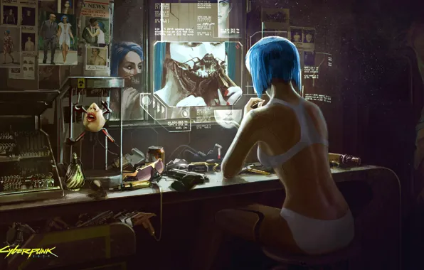 Картинка Девушка, Игра, Арт, Киборг, CD Projekt RED, Cyberpunk 2077, Киберпанк, Cyberpunk
