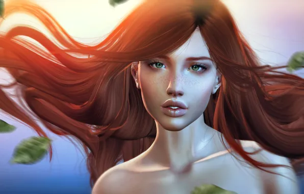 Картинка девушка, волосы, рыжая