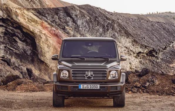 Картинка Mercedes-Benz, стоит, коричневый, 2018, G-Class, карьер